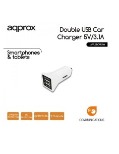 CARGADOR  5V COCHE 2X USB 3.1A  BLANCO PN: APPUSBCAR31W...