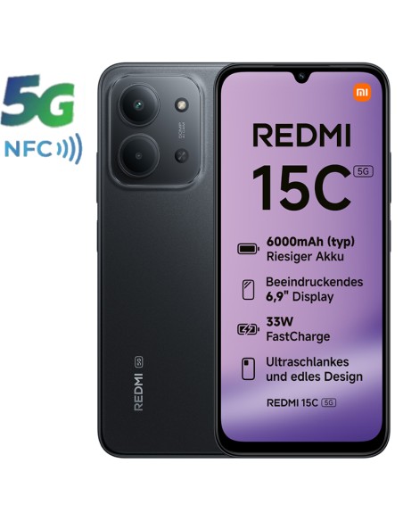 SMARTPHONE 6.9" XIAOMI REDMI   15C 4GB 256GB NFC 5G NEGRO PN: REDMI 15C 5G 4-2 EAN: 6932554458614   