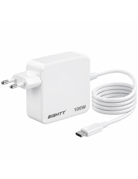 ALIMENTADOR PORT. 100W EIGHTT  USB-C BLANCO PN: EC100-C EAN: 8425402168882   